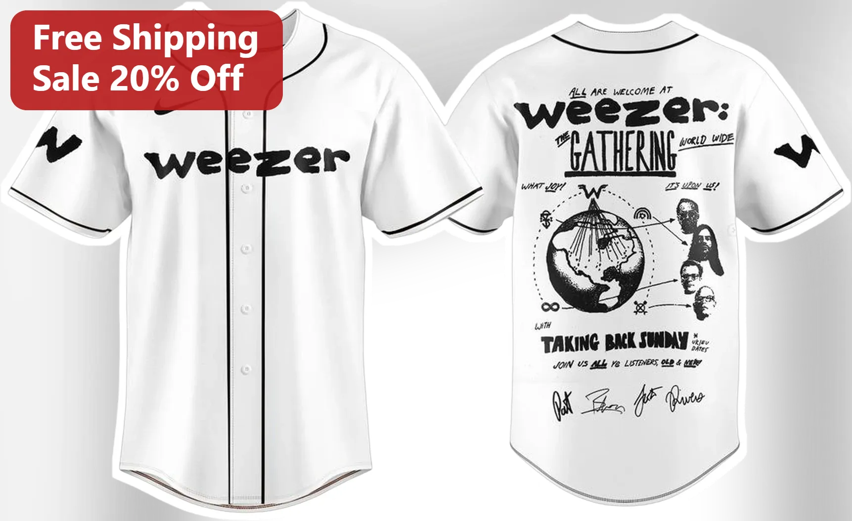 Weezer The Gathering All Are Welcome Baseball Jersey