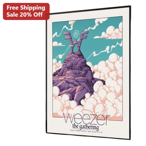 Weezer The Gathering Framed Poster Retro Concert Art Indie Rock Wall Decor Gift