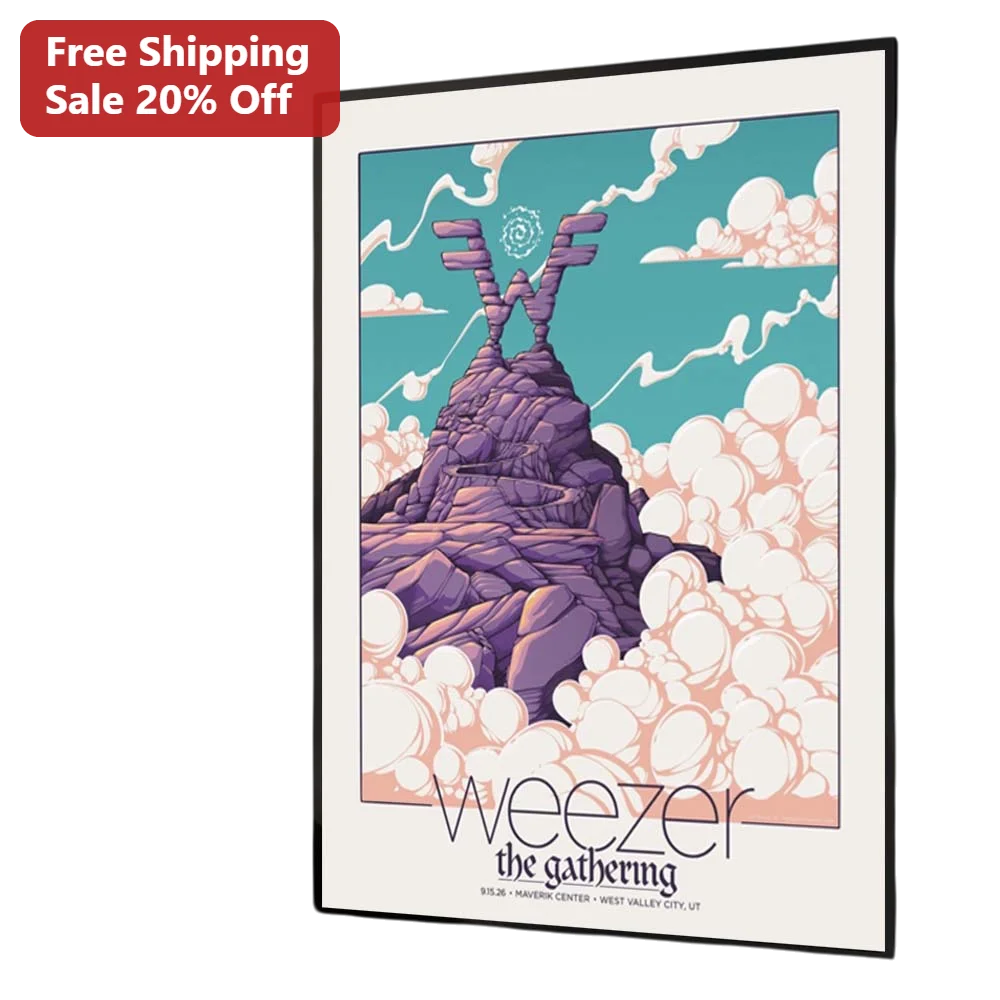 Weezer The Gathering Framed Poster Retro Concert Art Indie Rock Wall Decor Gift