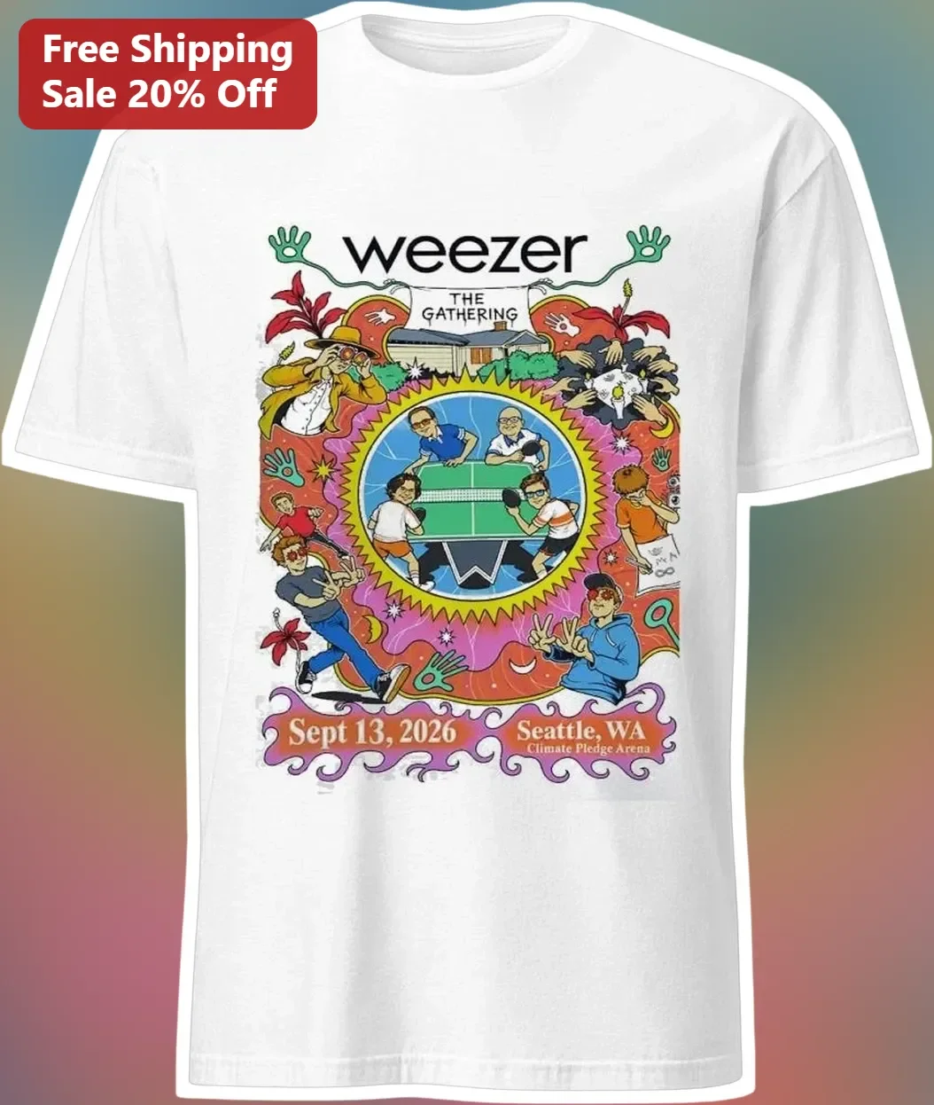 Weezer The Gathering Psychedelic Concert Poster Graphic Tee