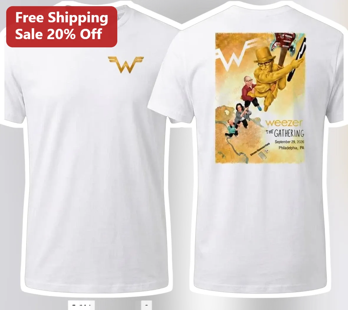 Weezer The Gathering Tee Tour Merch Graphic Shirt