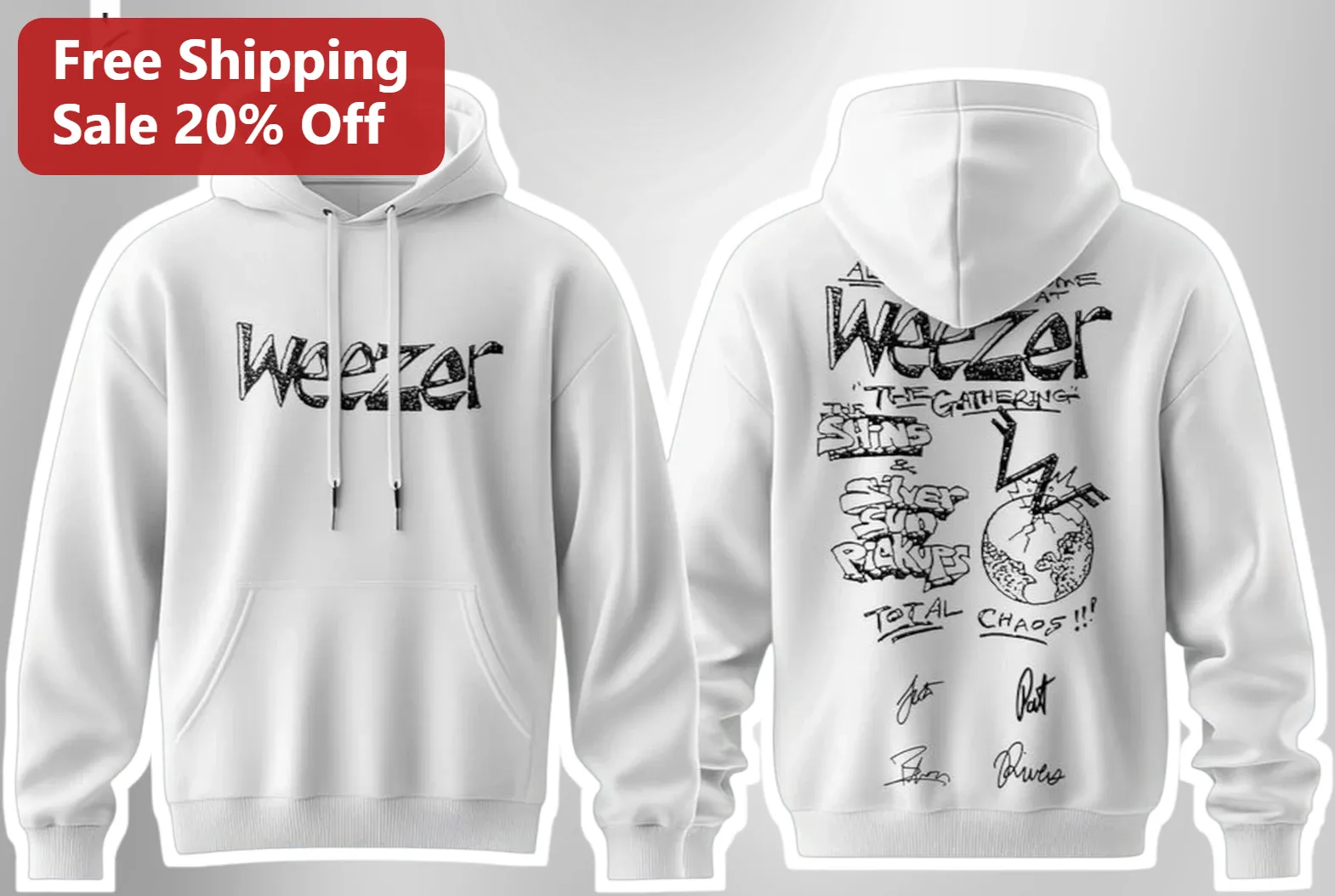 Weezer The Gathering Total Chaos Hoodie Band Merch Rock Apparel