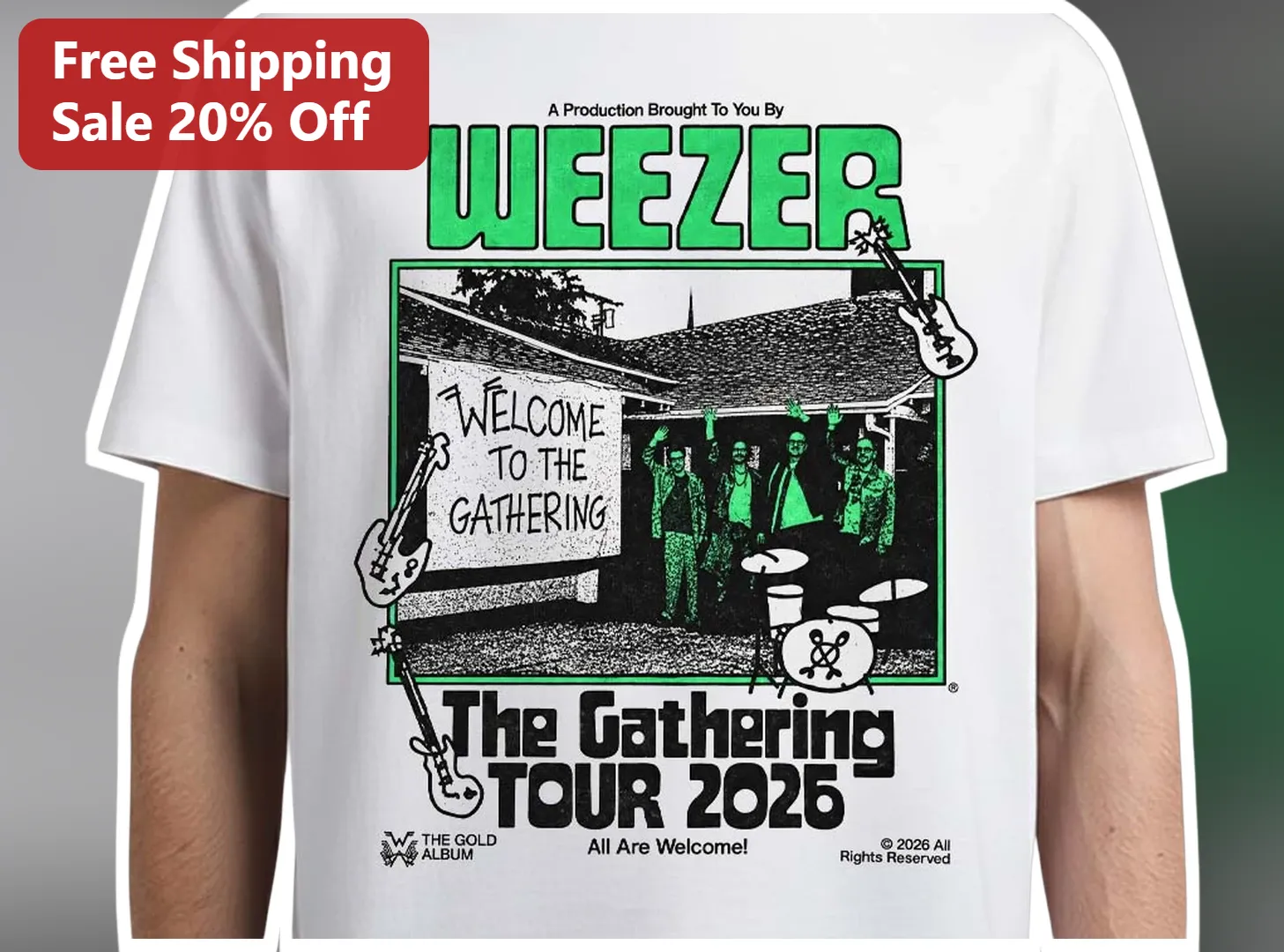 Weezer The Gathering Tour 2026 Graphic Tee Retro Band Merch Shirt