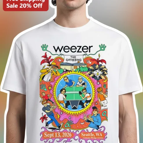 Weezer The Gathering Tour Merch Psychedelic Band Graphic Tee