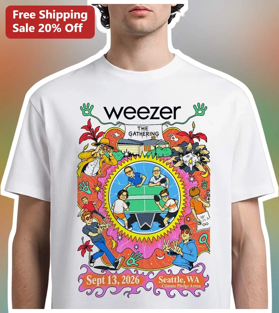 Weezer The Gathering Tour Merch Psychedelic Band Graphic Tee