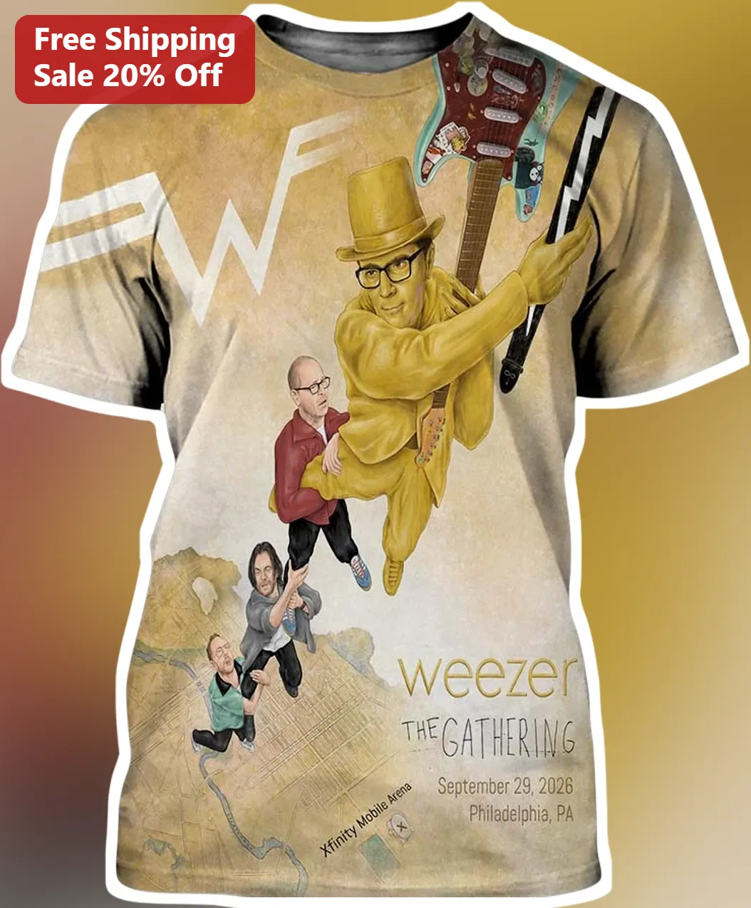 Weezer The Gathering Tour Philadelphia PA September 29 2026 Concert Tee