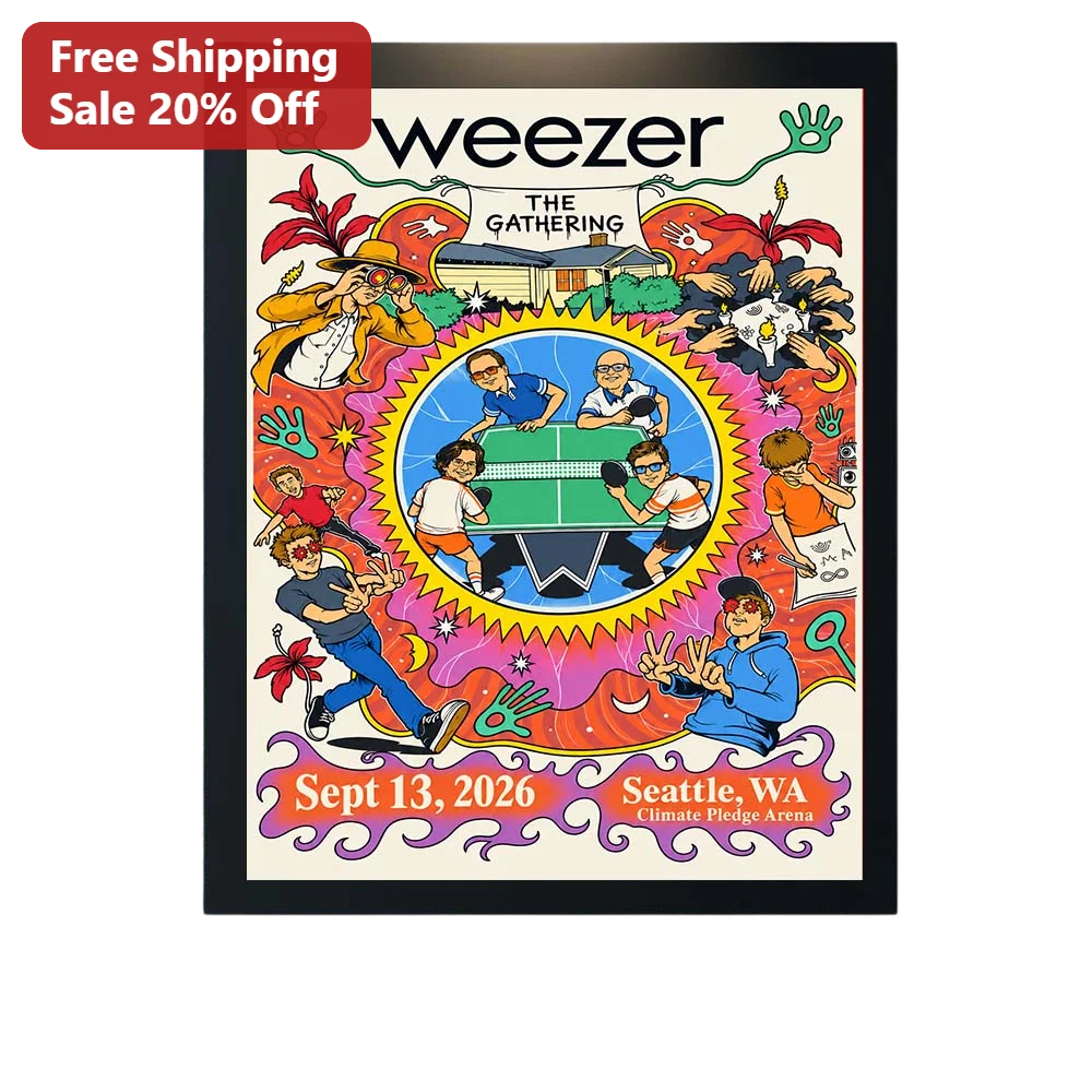 Weezer The Gathering Tour Poster Psychedelic Band Art Print Concert Memorabilia Gift for Music Fans