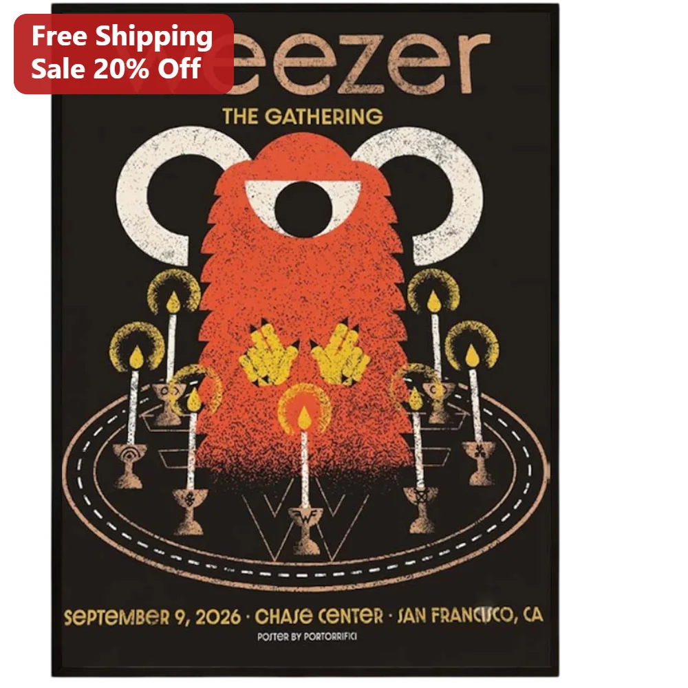 Weezer The Gathering Tour Poster Retro Gig Art Print Collectible Music Wall Decor