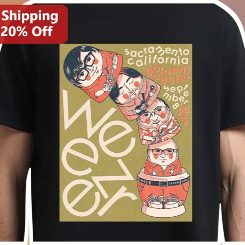 Weezer Vintage Nesting Dolls Band Graphic Tee Retro Rock Merch Gift