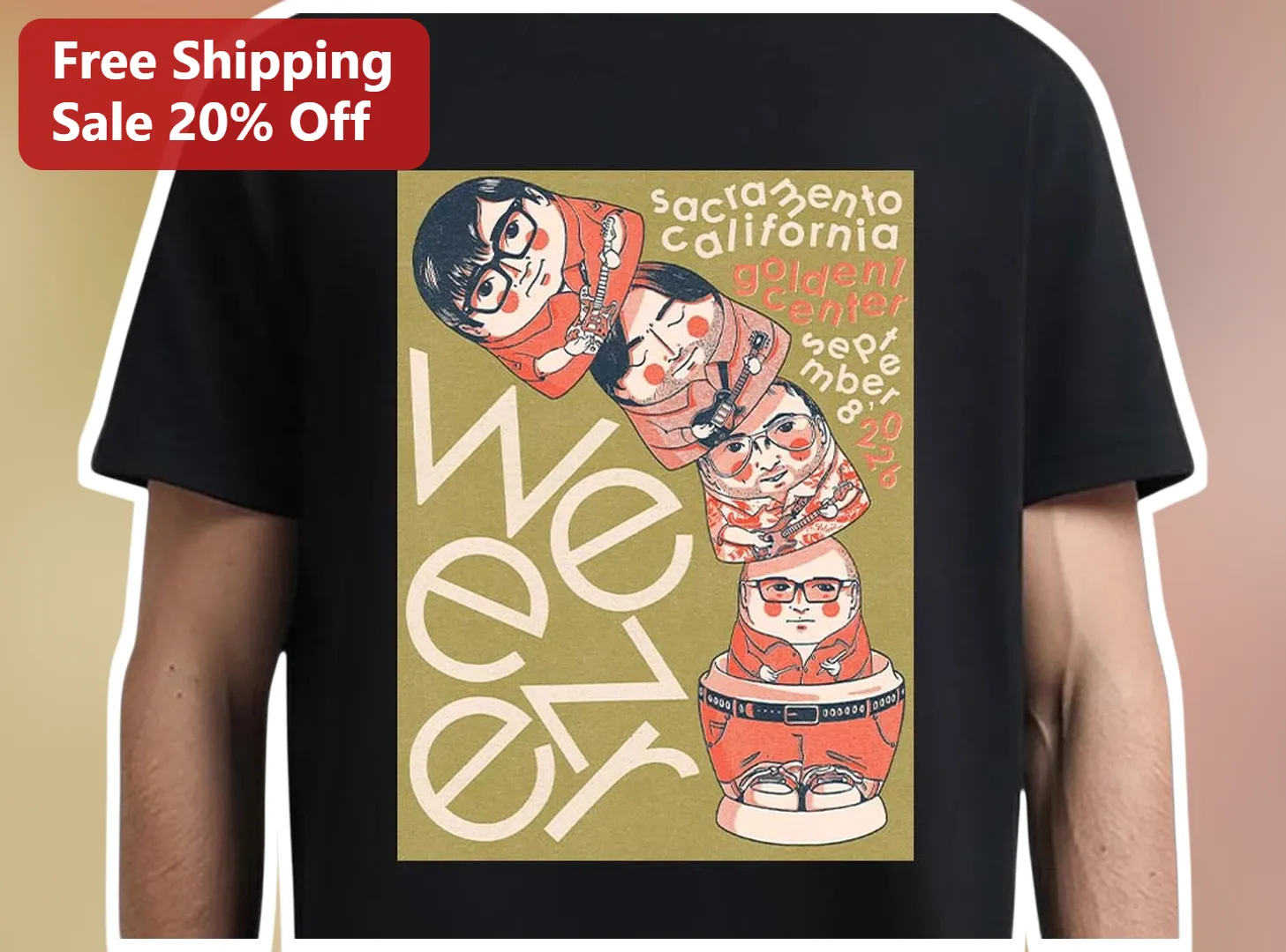Weezer Vintage Nesting Dolls Band Graphic Tee Retro Rock Merch Gift