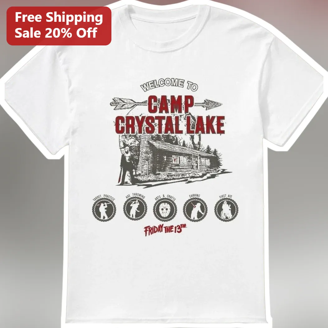 Welcome to Camp Crystal Lake Friday the 13th Jason Voorhees Vintage Horror Tee