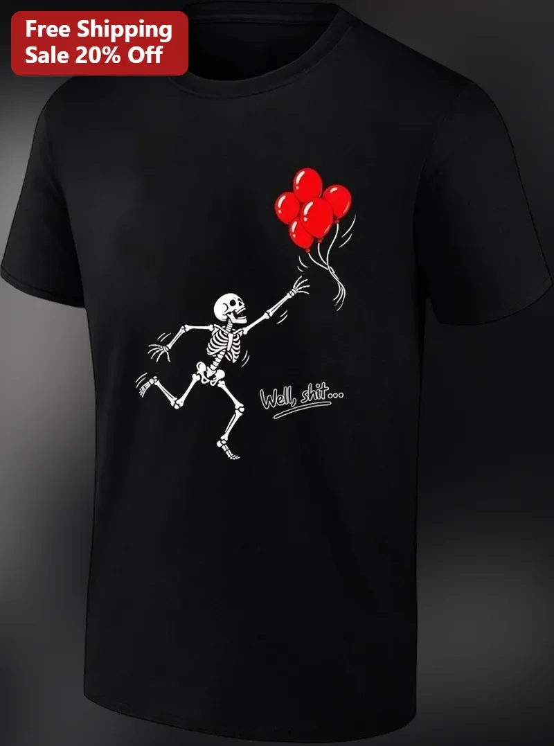 Well, Shit... Funny Sarcastic Skeleton Halloween Graphic Tee