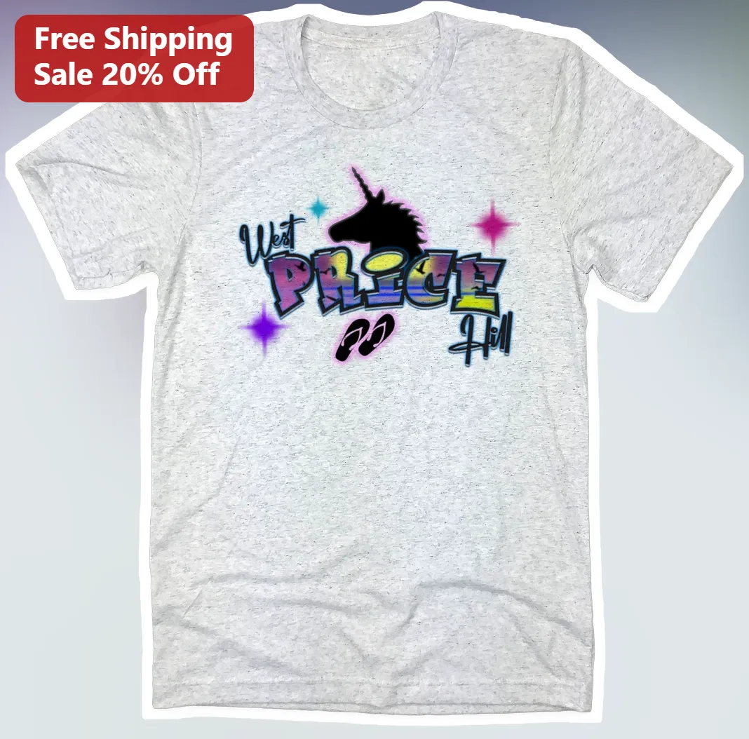 West Price FM Tee Graffiti Unicorn Logo Urban Streetwear Graphic Shirt