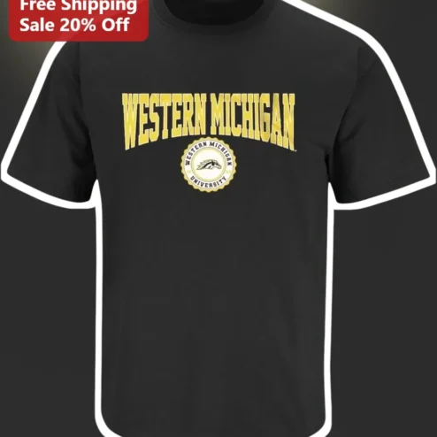 Western Michigan Broncos Tee WMU University Collegiate Fan Gear Black Cotton Shirt