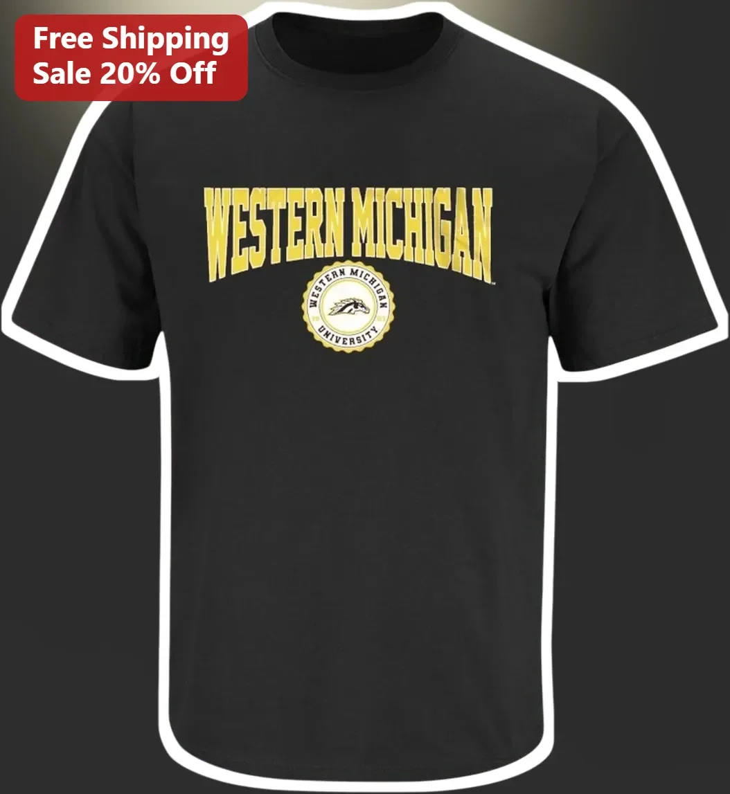Western Michigan Broncos Vintage Collegiate Tee Black WMU University Spirit Shirt