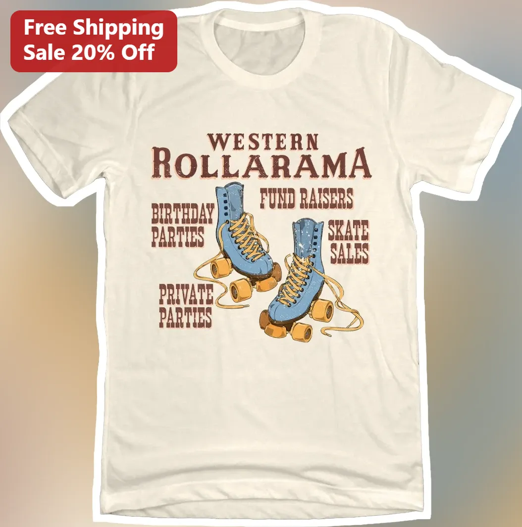 Western Rollarama Vintage Roller Skating Rink Graphic Tee Fund Raisers Birthday Parties Skate Sales Private Parties