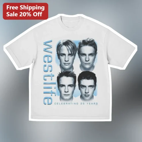 Westlife Celebrating 25 Years Tee, Retro Boy Band Concert Graphic Shirt, Music Fan Anniversary Gift