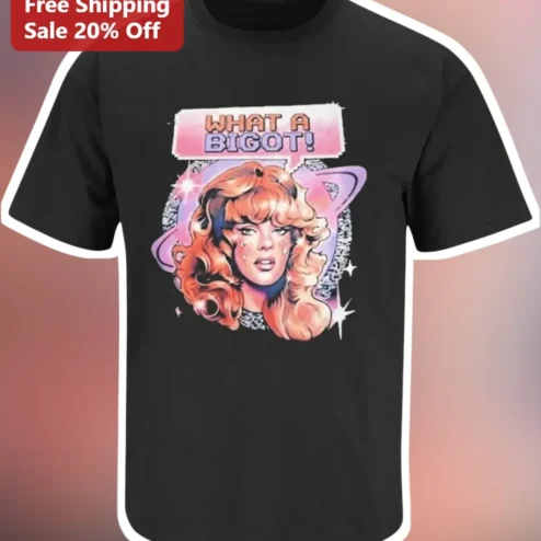 What A Bigot! Anti-Hate Equality Statement Tee Retro Crying Woman Graphic T-Shirt
