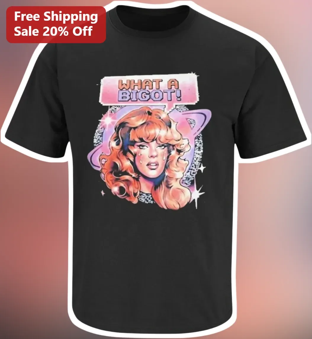 What A Bigot! Anti-Hate Equality Statement Tee Retro Crying Woman Graphic T-Shirt