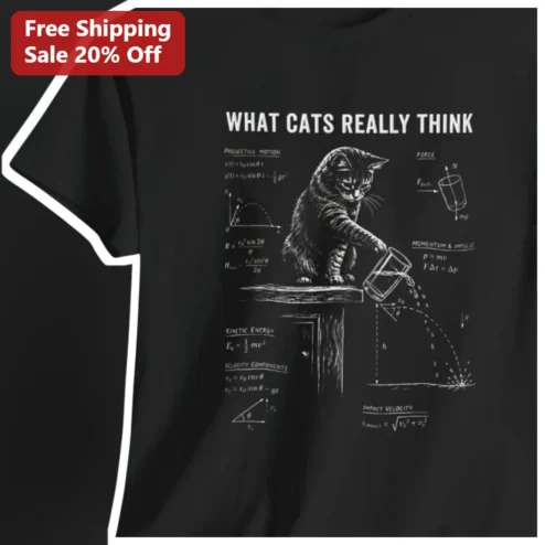 What Cats Really Think Tee Funny Physics Cat Lover Gift for Women Men