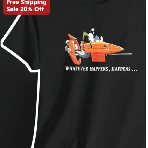 Whatever Happens Happens Snoopy Woodstock Retro Space Race Graphic Tee