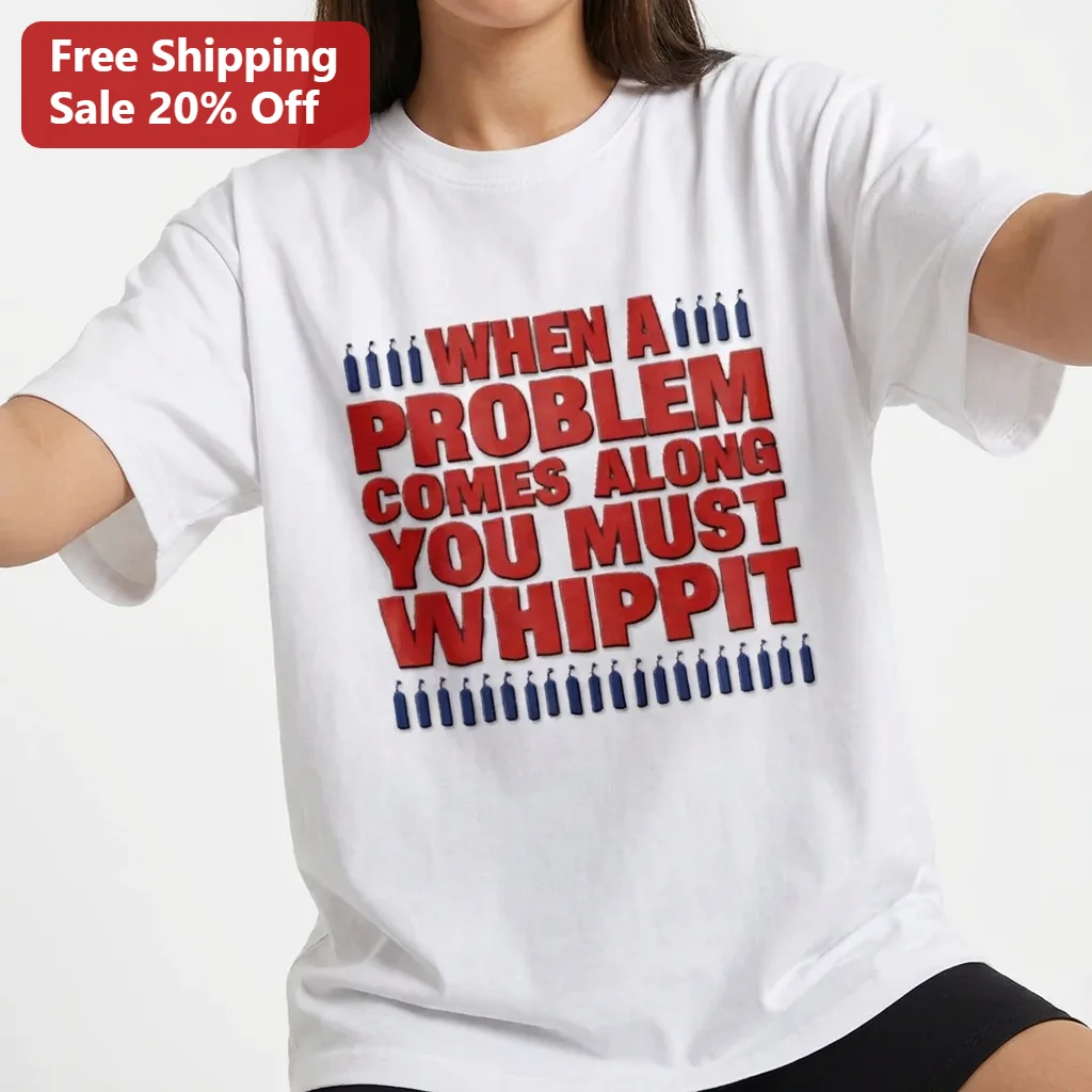 When a Problem Comes Along You Must Whippit Tee, Devo Whip It Song Parody Shirt, Funny Rave Festival Gift for Music Fans