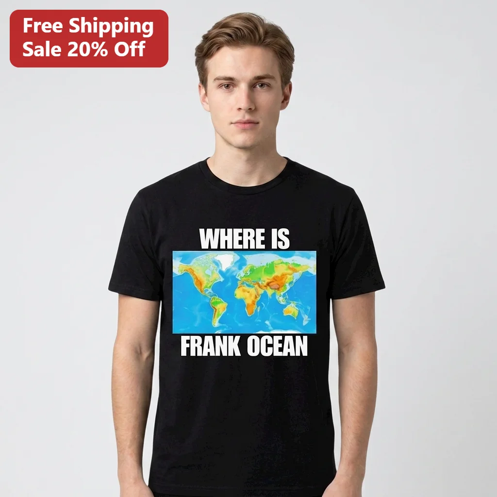 Where Is Frank Ocean Tee, Funny Music Meme World Map Graphic Shirt, Hip Hop R&B Fan Gift for Men Women