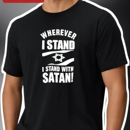 Wherever I Stand I Stand With Satan Occult Pentagram Graphic Tee