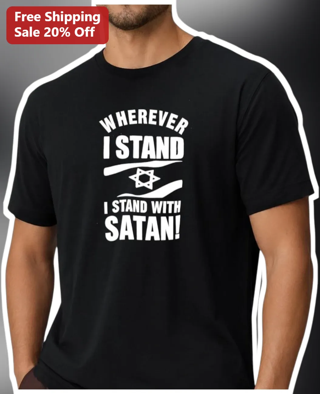Wherever I Stand I Stand With Satan Occult Pentagram Graphic Tee