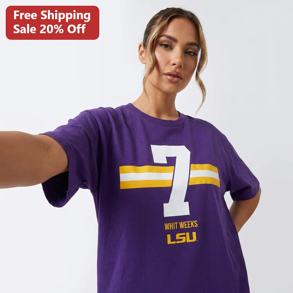 Whit Weeks LSU Tee, LSU Tigers Football Fan Shirt, Number 7 College Football Player Gift for LSU Fans