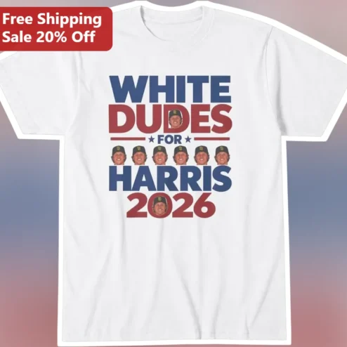 White Dudes For Harris 2026 JD Vance Meme Graphic Tee Political Humor Shirt