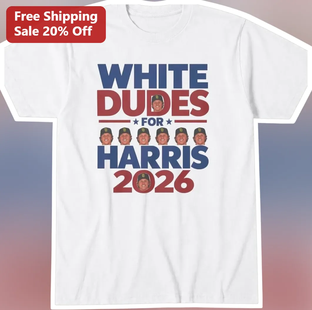 White Dudes for Harris 2026 Tim Walz Political Graphic Tee