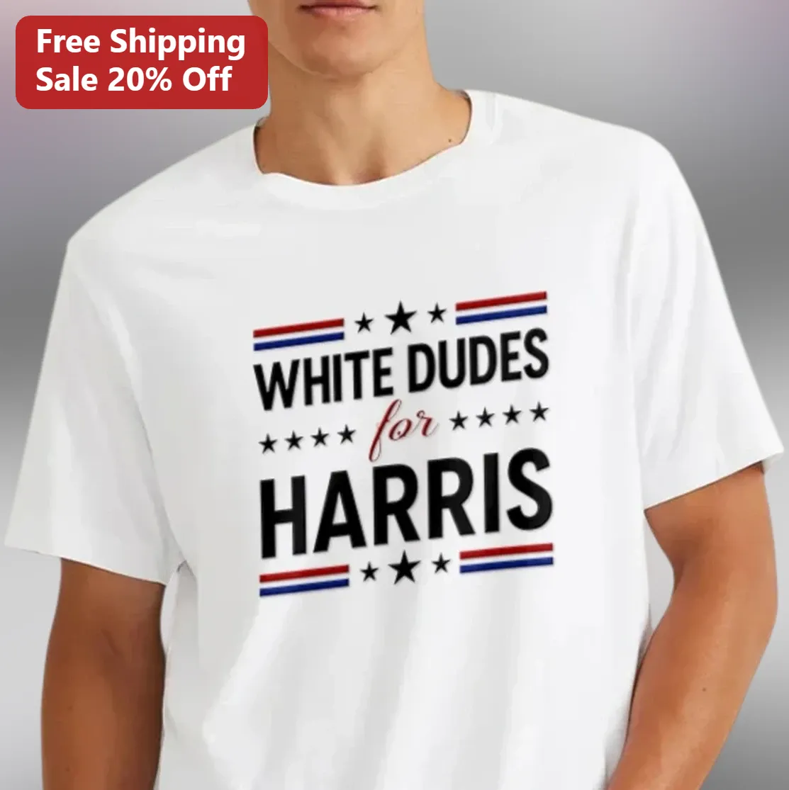 White Dudes for Harris Tee, Kamala Harris 2024 Supporter Political Campaign Graphic Tee Gift for Men