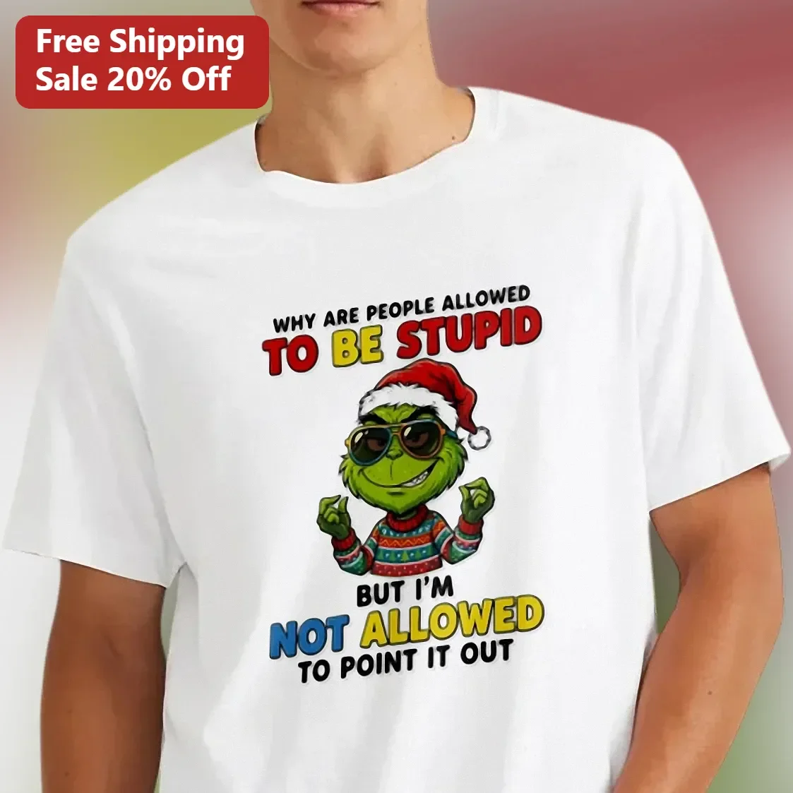 Why Are People Allowed To Be Stupid But I Am Not Allowed To Point It Out Grinch Sarcastic Christmas Tee