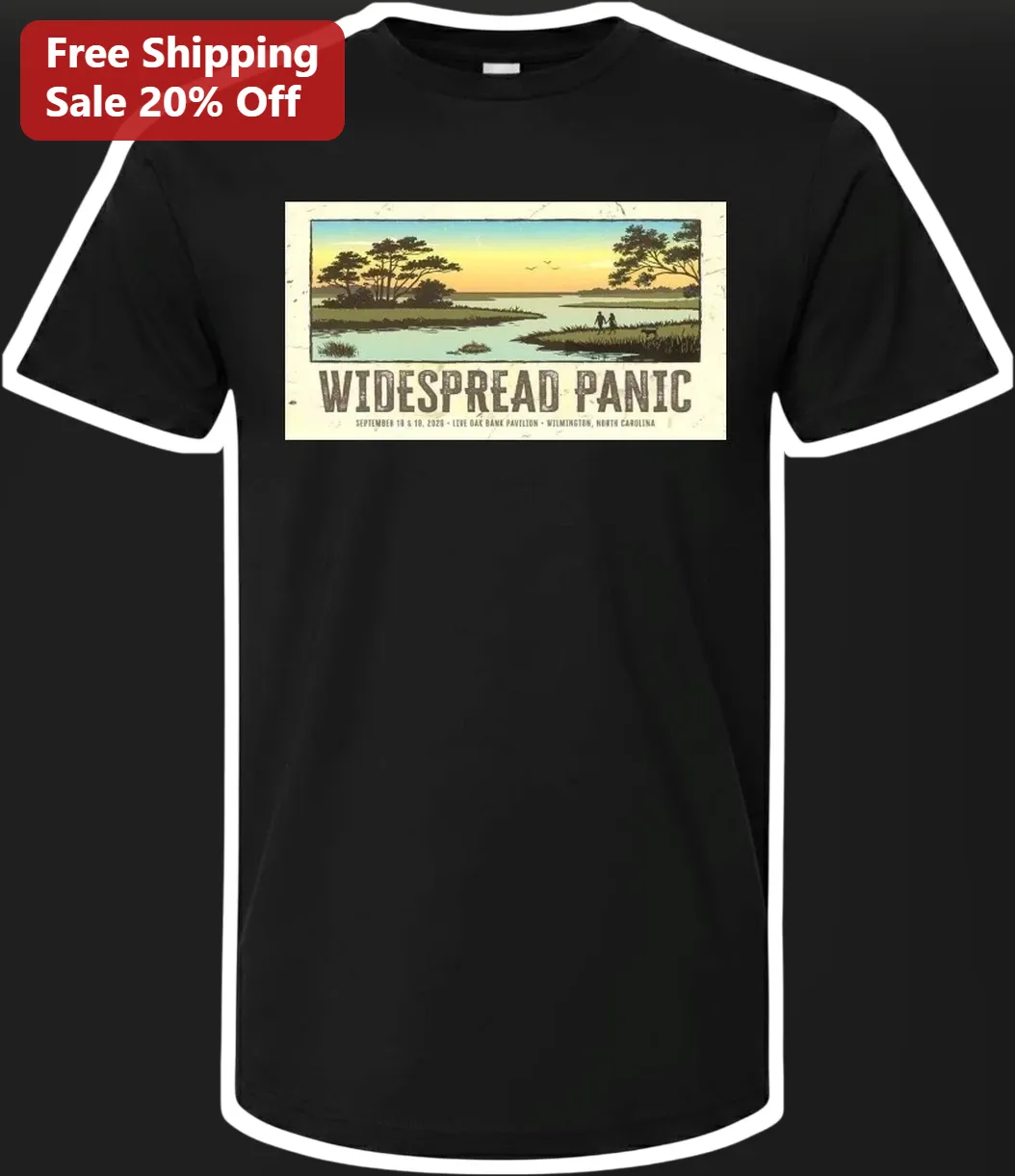 Widespread Panic Vintage Coastal Sunset Graphic Tee for Men Women Music Fans