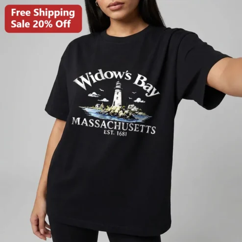 Widow's Bay Massachusetts Est. Lighthouse Tee, Haunted New England Coastal Souvenir Gift for Horror Fans