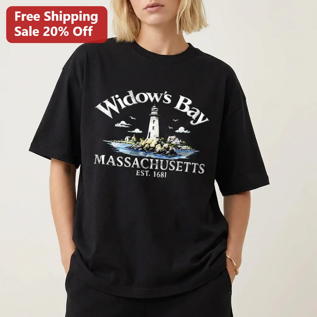 Widow's Bay Massachusetts Est. Lighthouse Tee, Vintage Coastal New England Souvenir Shirt Gift for Netflix Series Fans
