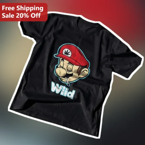 Wiid Mario Parody Graphic Tee Funny Gamer Stoner Gift
