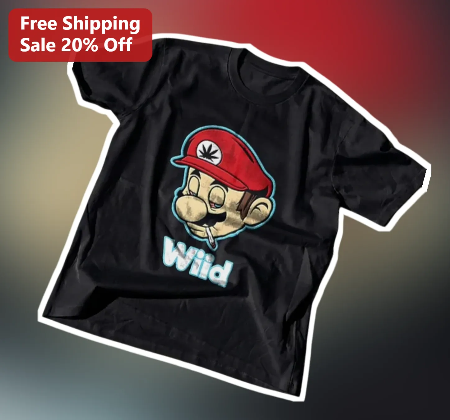 Wiid Mario Parody Graphic Tee Funny Gamer Stoner Gift
