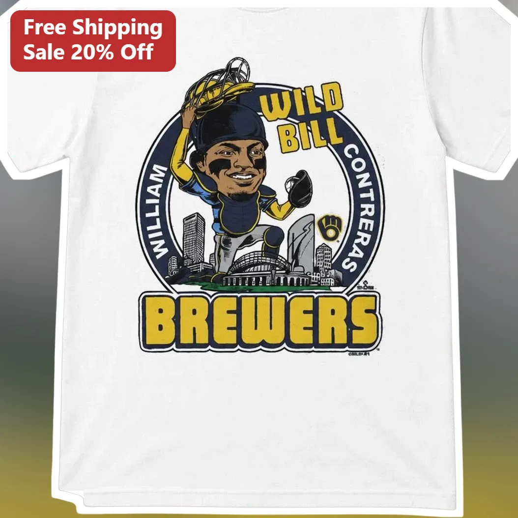 William Contreras Wild Bill Milwaukee Brewers Caricature Graphic Tee