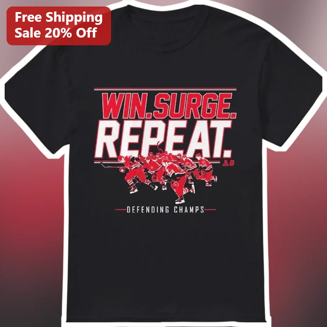 Win Surge Repeat Defending Champs Hockey Celebration Tee