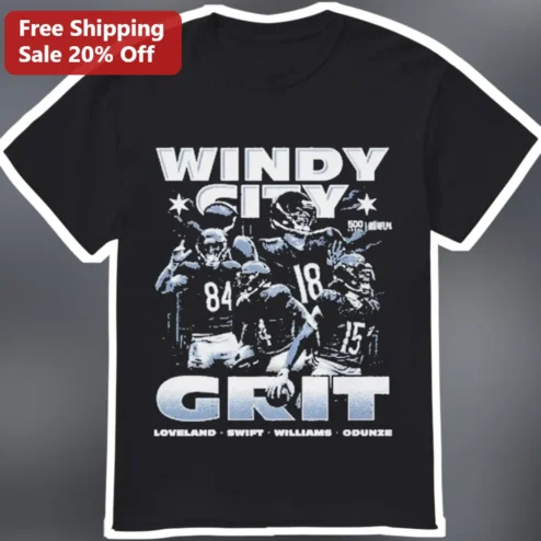 Windy City Grit Tee Vintage Chicago Bears Football Fan Shirt Distressed Athletic Graphic