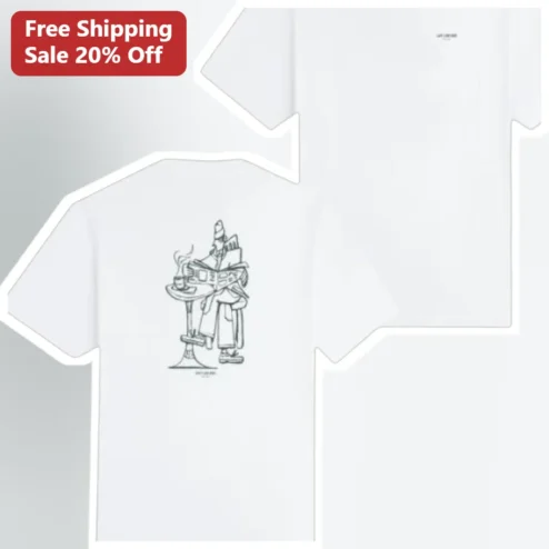 Winter Cafe Reading Illustration Tee Cozy Book Lover Gift Line Art Graphic Shirt