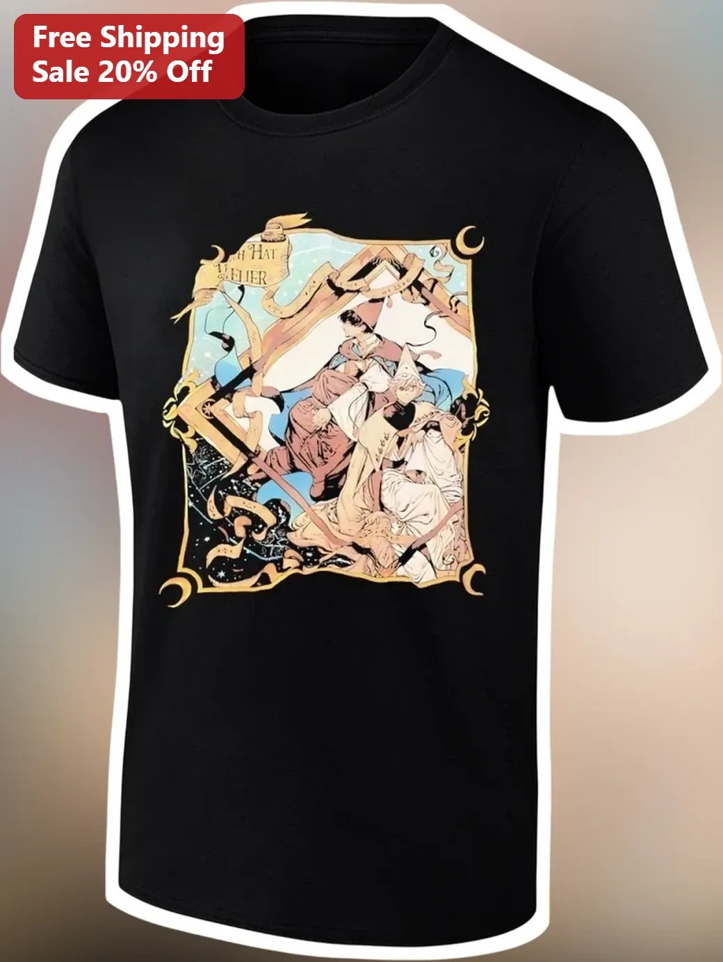Witch Hat Atelier Tee Coco and Qifrey Art Nouveau Anime Merch Gift for Fans