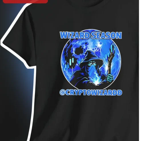 Wizard Season Fantasy Mage Graphic Tee Crypto Trader Gift Black Cotton Shirt