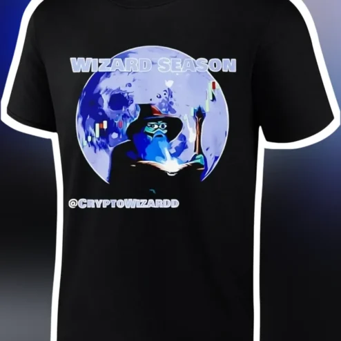 Wizard Season Graphic Tee Fantasy Magic Moon Wizard Shirt for Halloween D&D RPG Fans