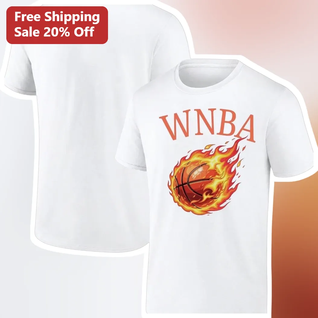 WNBA Flaming Basketball Graphic Tee Women's Sports Fan Apparel