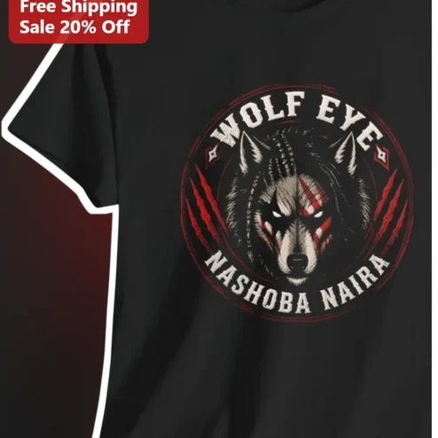 Wolf Eye Tribal Graphic Tee Gothic Mystical Wolf Head Shirt for Men Women Halloween Gift