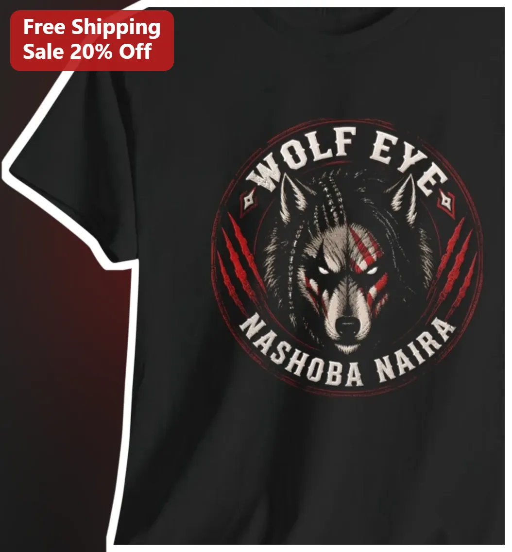 Wolf Eye Tribal Graphic Tee Gothic Mystical Wolf Head Shirt for Men Women Halloween Gift