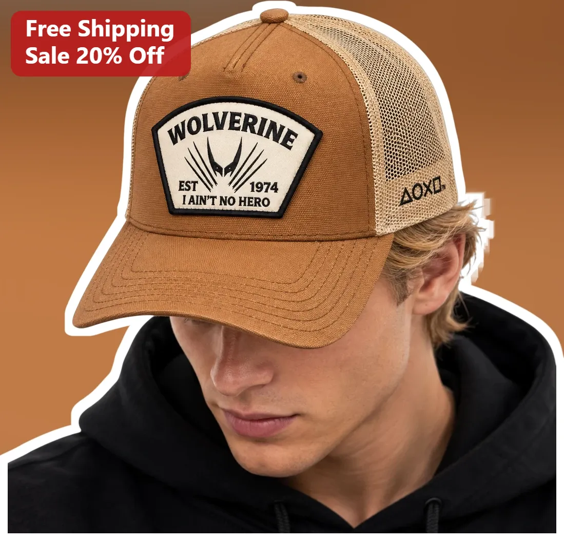 Wolverine Est 1974 I Ain't No Hero Trucker Hat X-Men Logan Vintage Snapback Cap